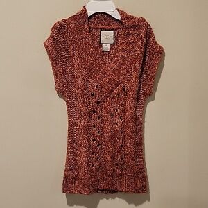 ❤️ VINTAGE Y2K AT LAST BURNT ORANGE SHORT SLEEVED V NECK SWEATER, SMALL
